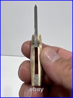 Kelgin (Ken Largin) Damascus & Stag Friction Folder Tanto Mini Knife