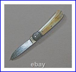 Ken Steigerwalt Handcrafted Folding Knife, Ancient Walrus, Damascus