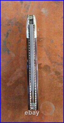 Ken Steigerwalt Handmade Lock Back Damascus Folding Knife. Sculpted Bolster