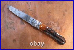 Ken Steigerwalt Handmade Lock Back Folding Knife. Sculpted Damascus Bolster