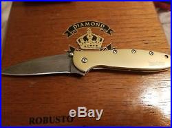 Kershaw Leek Damascus 24k Gold Plated Assisted Folding Knife 1660dam 1 Of A Kind