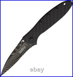 Kershaw Leek Folding Pocket Knife Linerlock A/O Carbon Fiber Damascus