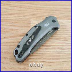 Kershaw Link Folding Knife 3.25 Damascus Steel Blade Anodized Aluminum Handle