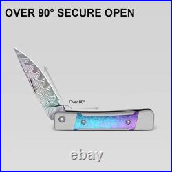 Kizer Cutlery Folding Knife 2.5 Damascus Steel Blade Aluminum/Titanium Handle