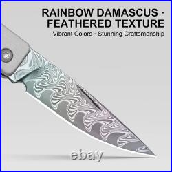 Kizer Cutlery Folding Knife 2.5 Damascus Steel Blade Aluminum/Titanium Handle