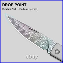 Kizer Cutlery Folding Knife 2.5 Damascus Steel Blade Aluminum/Titanium Handle