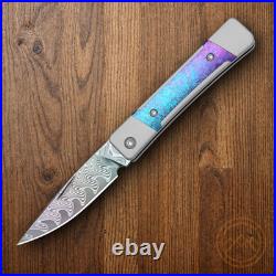 Kizer Cutlery Folding Knife 2.5 Damascus Steel Blade Aluminum/Titanium Handle