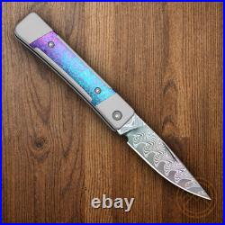 Kizer Cutlery Folding Knife 2.5 Damascus Steel Blade Aluminum/Titanium Handle