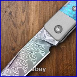 Kizer Cutlery Folding Knife 2.5 Damascus Steel Blade Aluminum/Titanium Handle