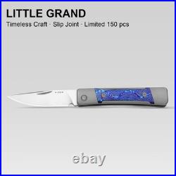 Kizer Little Grand EDC Folding Knife M390 Blade Titanium Damascus Handle Limited