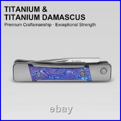 Kizer Little Grand EDC Folding Knife M390 Blade Titanium Damascus Handle Limited