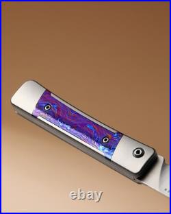 Kizer Little Grand EDC Folding Knife M390 Blade Titanium Damascus Handle Limited