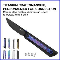 Kizer Quoll Folding Pocket Knife S45VN Blade Titanium & Titanium Damascus Handle