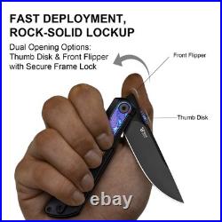 Kizer Quoll Folding Pocket Knife S45VN Blade Titanium & Titanium Damascus Handle