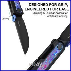 Kizer Quoll Folding Pocket Knife S45VN Blade Titanium & Titanium Damascus Handle