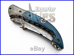 Knives Exporter New Damascus Custom made Bushcraft Folding Knife, Bone Handle