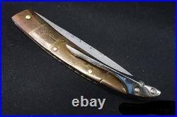 Koji Hara Custom Super Gold Damascus Folding knife VG-10 damascus handle