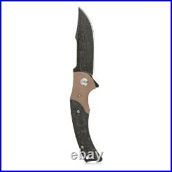 Kubey DM902 Damascus Folding Knife Outdoor Hiking Camping Knife with Ti-CF Handle