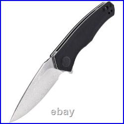 Kubey Knife Cadmus, Black G10, Etched Damascus by Max (KU055E)