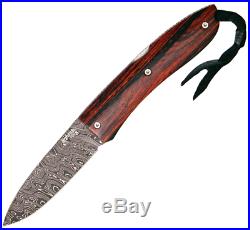 LION STEEL Damascus Opera Cocobolo Lockback Folding Knife, 2 blade, 8800DCB