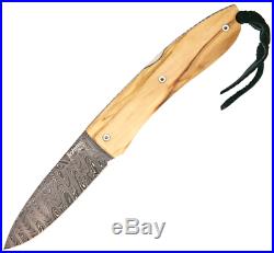 LION STEEL Damascus Opera Olivewood Lockback Folding Knife. 2.88 Blade. 8800DUL
