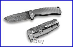 LION STEEL SR-2 Mini Molletta Damascus/Titanium Folding Knife. RotoBlock. SR2DRG