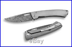 LIONSTEEL TiSpine Damascus/Titanium Framelock Fold Knife. 3.35 blade. TS1DR GM