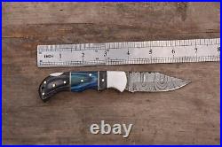 LOT OF 5 Handmade Damascus Steel Pocket Folding Knife, Pocket Knife WithSheath