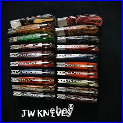 LOT of 10 pcs Damascus Steel Hunting Folding knife, Pocket Knives with Sheath JWK