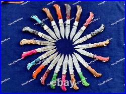 LOT of 20 pcs Damascus Steel Hunting Folding knife, Pocket Knives with Sheath