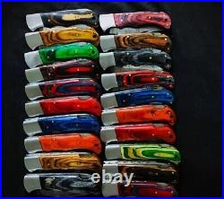 LOT of 20 pcs Damascus Steel Hunting Folding knife, Pocket Knives with Sheath