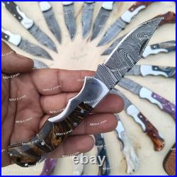 LOT of 20 pcs Damascus Steel Hunting Folding knife, Pocket Knives with Sheath