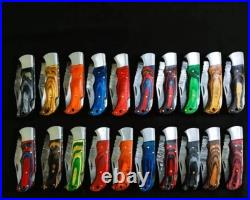 LOT of 20 pcs Damascus Steel Hunting Folding knife, Pocket Knives with Sheath