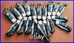LOT of 20 pcs Damascus Steel Hunting Folding knife, Pocket Knives with Sheath