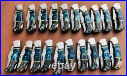LOT of 20 pcs Damascus Steel Hunting Folding knife, Pocket Knives with Sheath