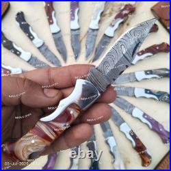 LOT of 20 pcs Damascus Steel Hunting Folding knife, Pocket Knives with Sheath