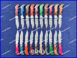 LOT of 20 pcs Damascus Steel Hunting Folding knife, Pocket Knives with Sheath