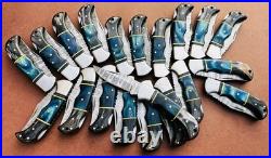 LOT of 20 pcs Damascus Steel Hunting Folding knife, Pocket Knives with Sheath