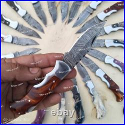 LOT of 20 pcs Damascus Steel Hunting Folding knife, Pocket Knives with Sheath