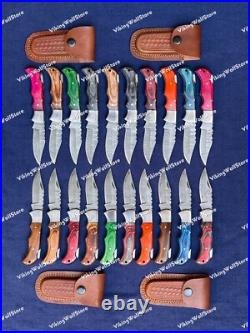 LOT of 20 pcs Damascus Steel Hunting Folding knife, Pocket Knives with Sheath
