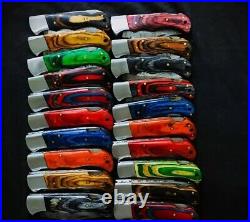 LOT of 20 pcs Damascus Steel Hunting Folding knife, Pocket Knives with Sheath(BKC)