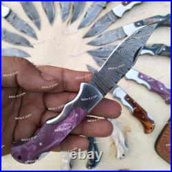 LOT of 20 pcs Damascus Steel Hunting Folding knife, Pocket Knives with Sheath(BKC)