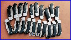LOT of 20 pcs Damascus Steel Hunting Folding knife, Pocket Knives with Sheath(BKC)
