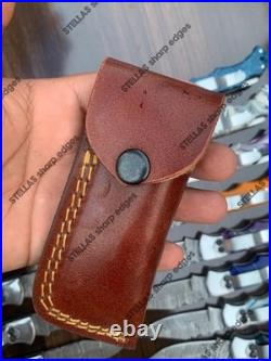 LOT of 20 pcs Damascus Steel Hunting Folding knife, Pocket Knives with Sheath (SK)