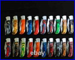LOT of 20 pcs Damascus Steel Hunting Folding knife, Pocket Knives with Sheath(WEI)