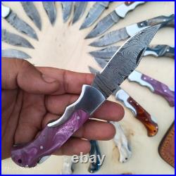 LOT of 20 pcs Damascus Steel Hunting Folding knife, Pocket Knives with Sheath(WEI)