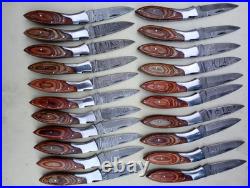 LOT of 20pcs Damascus Steel Folding knife, Pocket Knives With Leather Sheath
