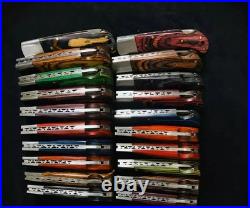 LOT of 20pcs Damascus Steel Folding knife, Pocket Knives With Leather Sheath