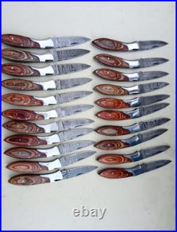 LOT of 20pcs Damascus Steel Folding knife, Pocket Knives With Leather Sheath