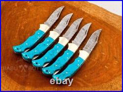 LOT of 25pcs, Pocket Knife Custom Handmade Damascus Steel Lock Back Folding Lot